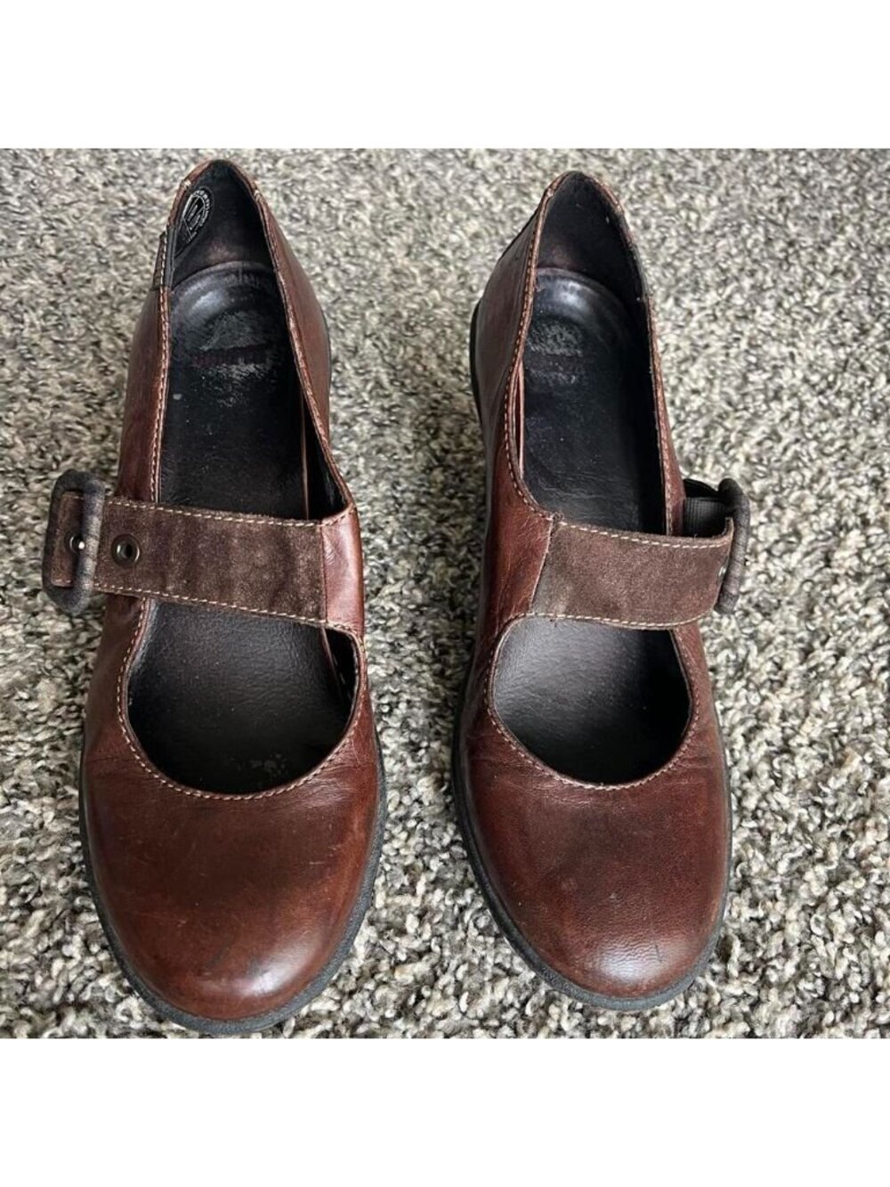 Vtg 90s Camper Brown Leather Mary Jane Pumps Size 9 Cutesy Traditional Kawaii - Picture 1 of 8